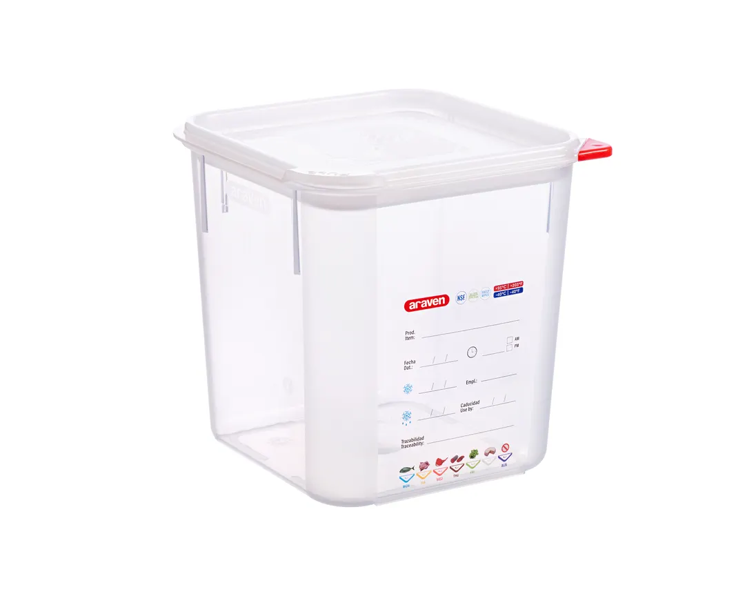 Carlisle 11852 Square Container, 4.2 Qt, 7-1/8\"W x 7-1/8\"D x 7-1/2\"H, Clear PP, Lid, BPA Free