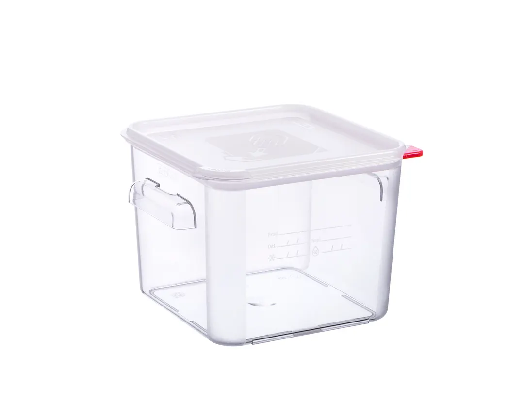 Carlisle 31853 - 6.3 Qt Square Clear Polypropylene Container with Lid, 8-7/8" W x 8-7/8" D x 7-1/2" H