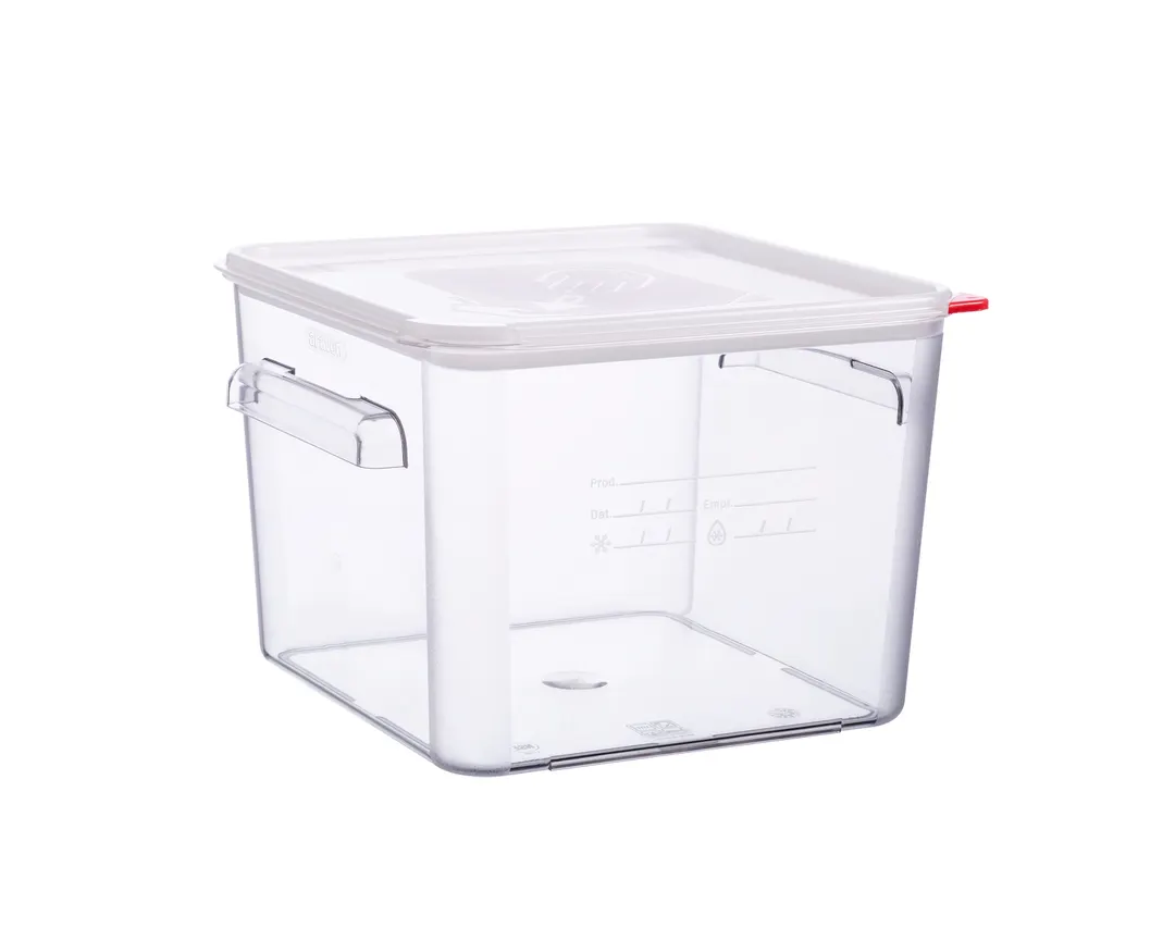 Carlisle 31855 - 12.6 Qt Clear Square Box, 11-1/4"W x 11-1/4"D x 8-1/4"H, PP, Airtight Lid, Label