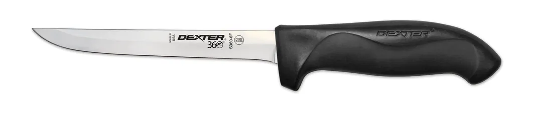 Dexter 36002 Boning Knife – 6" Flexible Stamped Blade, DEXSTEEL Steel, Black Handle, NSF