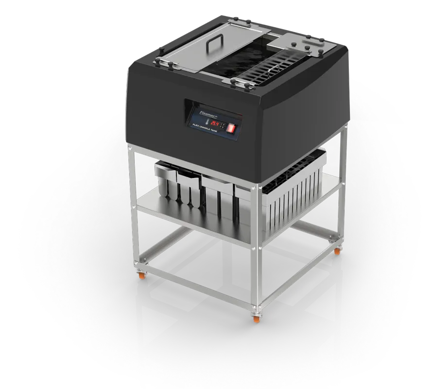 Finamac FLEX UNMOLD TANK – Tbl Pop Unmolder, Choc Dip, 220V, 900 Mph, Fiberglass, Thermo Base, Wheels