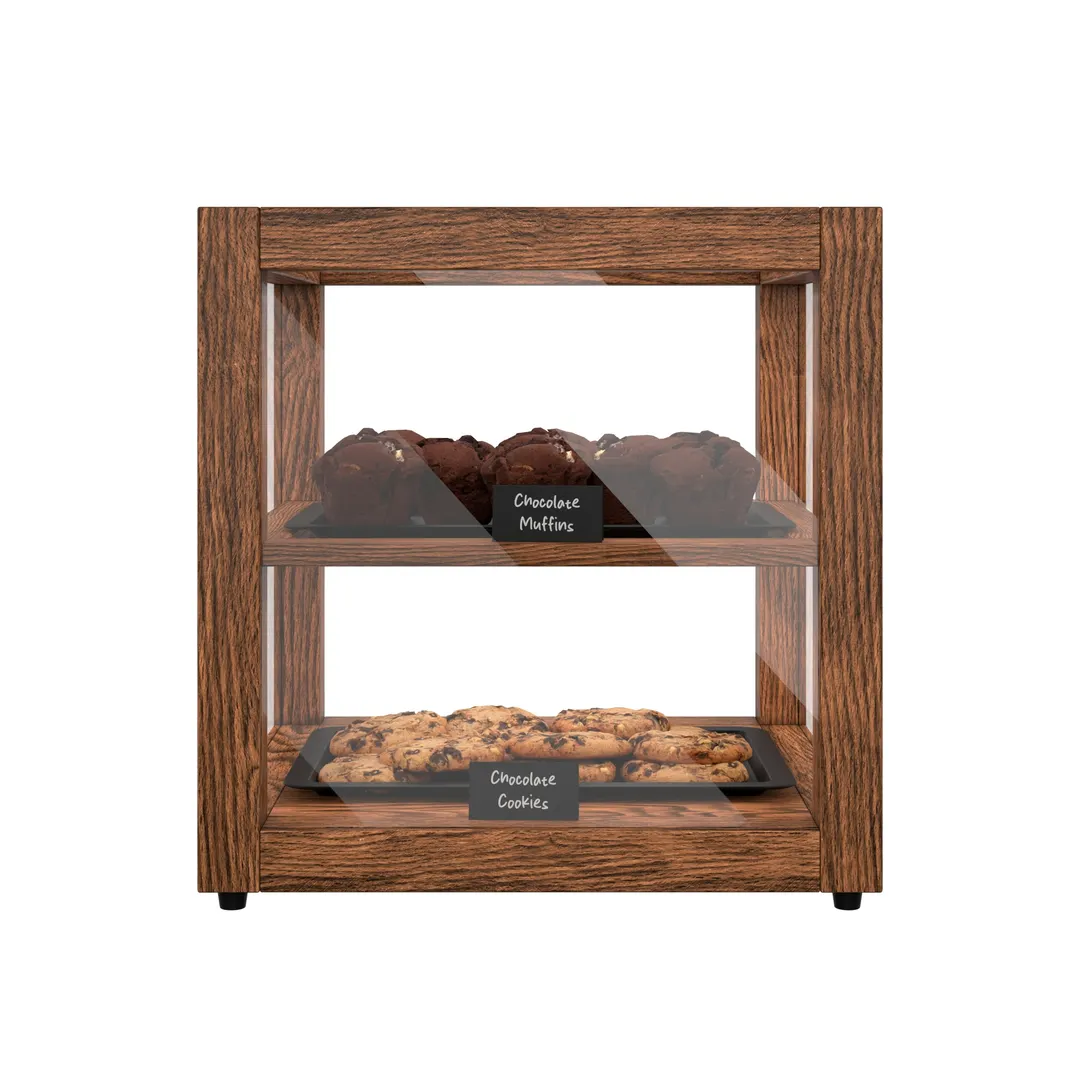 Koolmore KM-BDW-15D Bakery Display Case, 12.2"W x 11.7"D x 12.2"H, 1.0 cu ft, 2 glass shelves, wood
