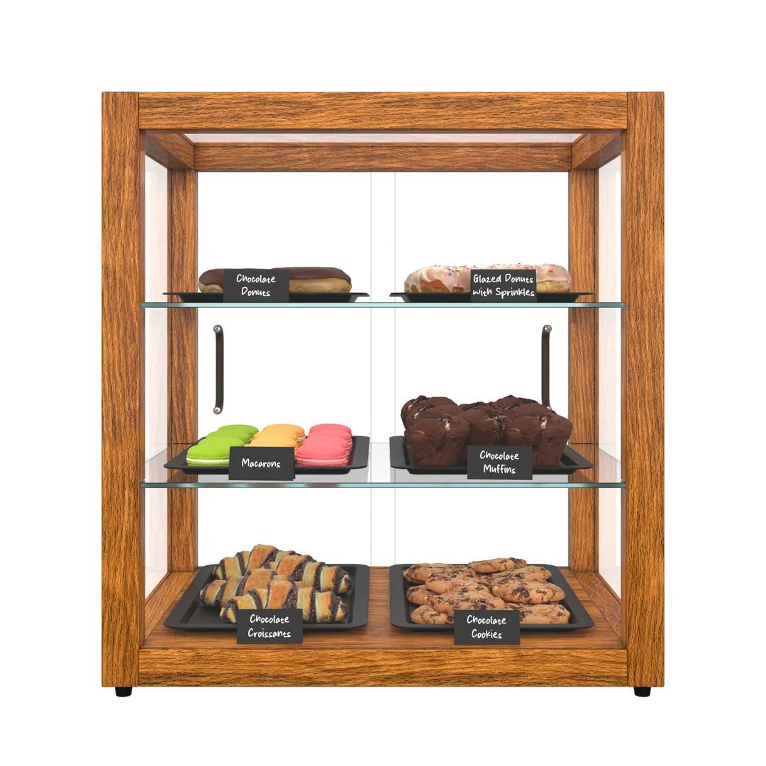 Koolmore KM-BDW-20L Bakery Case, 18"W x 12.5"D x 18.8"H, 2.5 cu ft, 3 Shelves, Tempered Glass, Finish