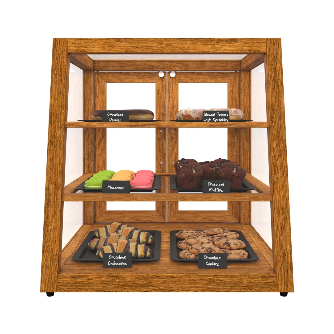 Koolmore KM-BDW-21SLL 18.2"W x 14.4-18.4"D x 17.6"H Slanted Bakery Display Case, 3 Shelves