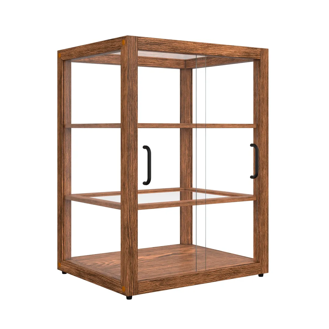 Koolmore KM-BDW-25D Bakery Display Case, 18.2"W x 14.2"D x 24"H, 3.5 cuft, 3 shelves, wood finish