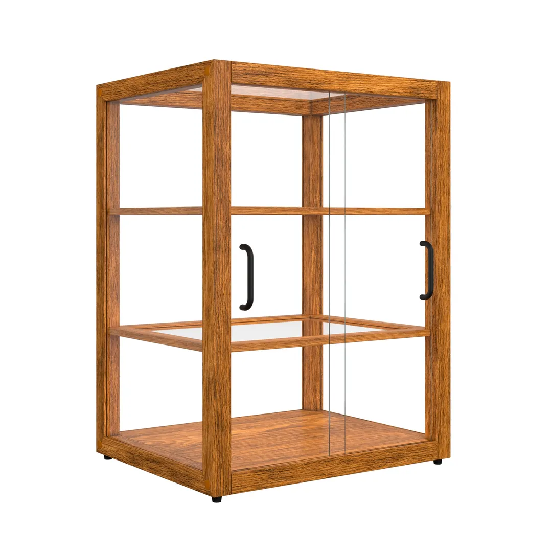 Koolmore KM-BDW-25L Bakery Display Case, 18.2"W x 14.2"D x 24"H, dual sliding doors, ash‑wood frame