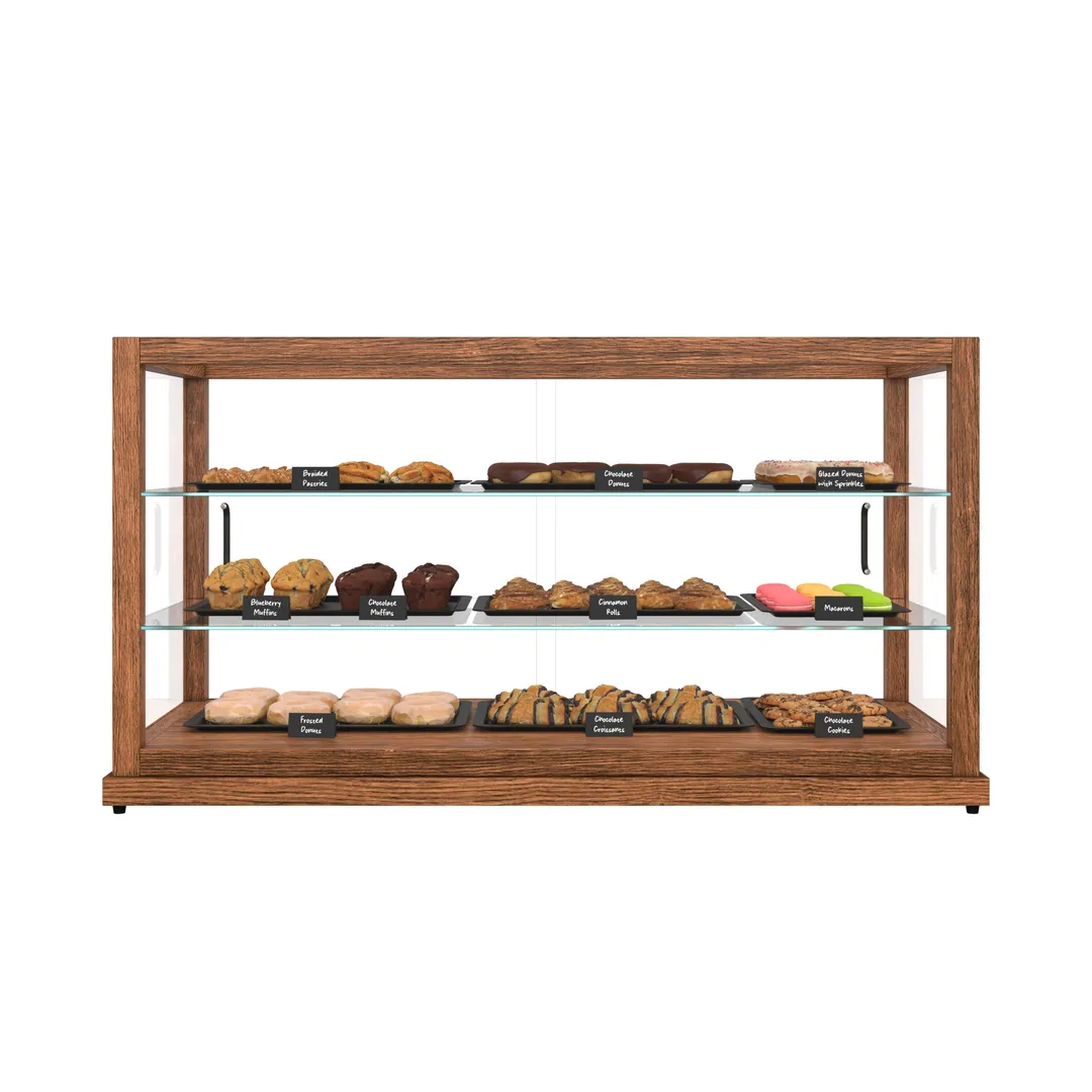 Koolmore KM-BDW-44D Bakery Display Case, 40.5"W x 15.9"D x 18.9"H, 9.0 cu ft, 3 tempered glass shelves,