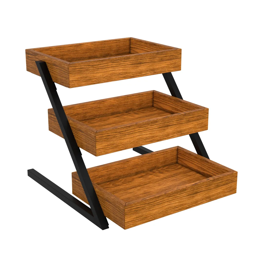 Koolmore KM-SDW-3ST 16.5"L x 20.3"W x 15.5"H Wooden Display Case, 3 Eucalyptus Shelves, Finish