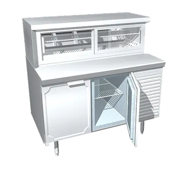 La Rosa L-34162-32 62" Mirror Back Self‑Contained Display Stainless Steel Shelf Sliding Glass Door