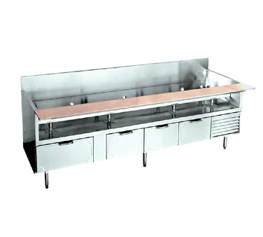 La Rosa L-74102-26 102" W 4 Drawers Refrigerated Chef Base, Steel Top, 1/4 HP Compressor