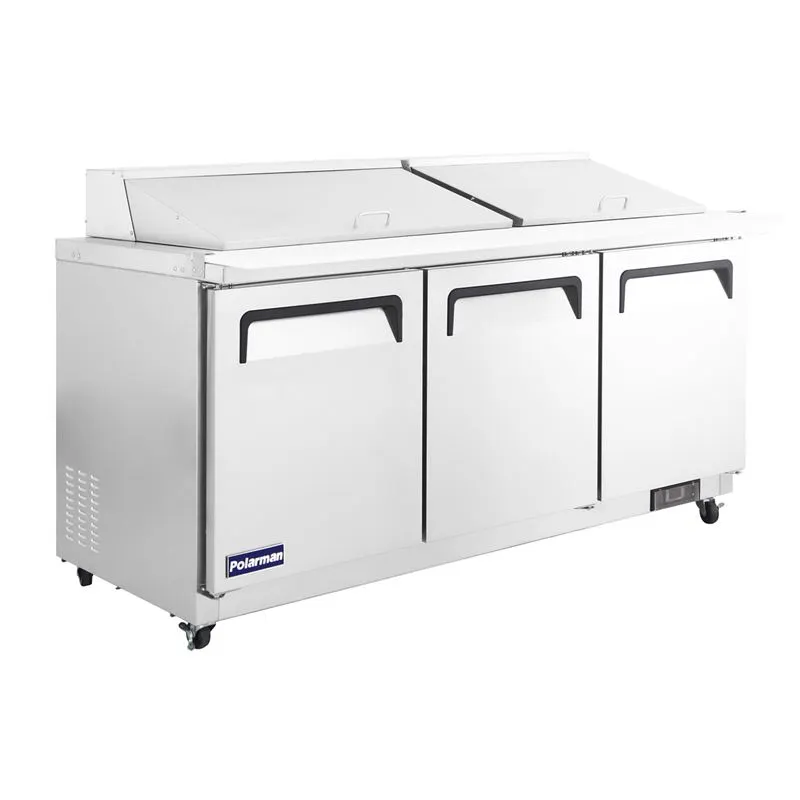 Polarman PLM-S72KS 72" 3-Door Mega Top Sandwich and Salad Prep Table, 27 Pans
