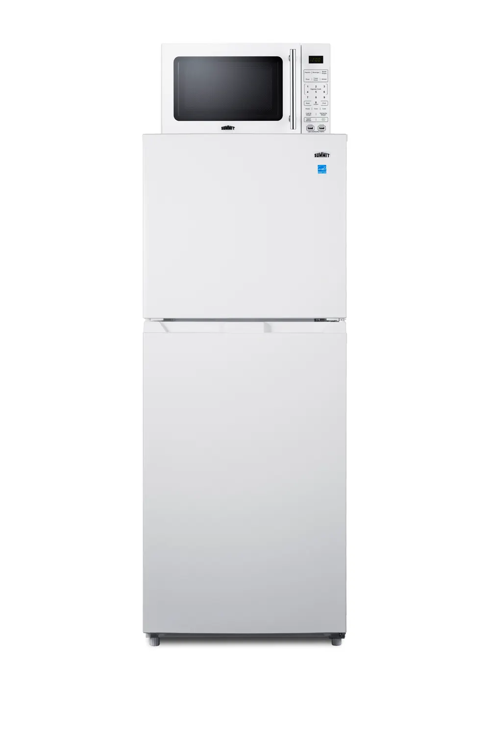 Summit MRF1088WA 24\" 10.1 Cu Ft Refrigerator‑Freezer With Microwave, USB, Shelves, Power Allocator