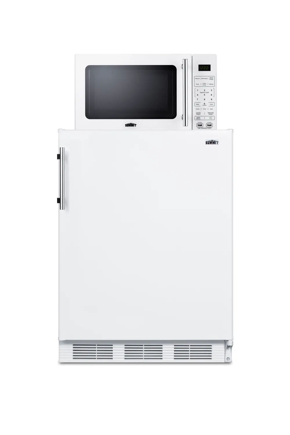 Summit MRF661WA 24" Wide 5.04 Cu Ft STAR Fridge‑Microwave Combo With Allocator Door USB Eco Mode