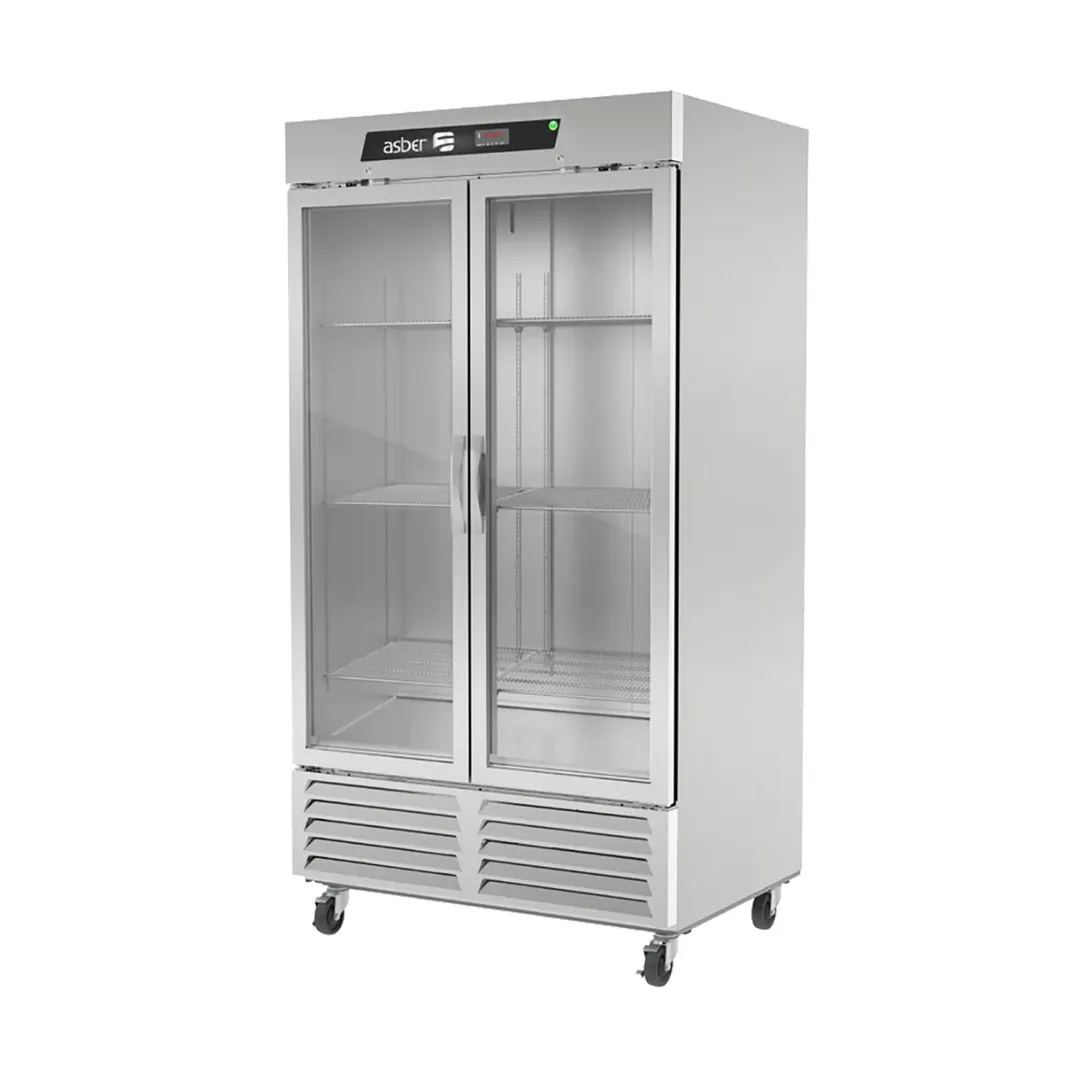 Asber ARR-37-2G-H 32" 2-Glass Door Reach-In Refrigerator, 37 cu. ft., Bottom Mounted
