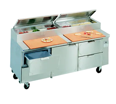La Rosa L-15160-28 60" 2-Door Refrigerated Pizza Prep Table, 8 Pans, Stainless Steel
