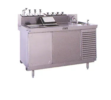 La Rosa L-42156-28 Dipping Cabinet, 56" L x 28" D, Syrup Rail & Pump, 12×3‑gal Tubs, 8 Jars, 1/3 HP