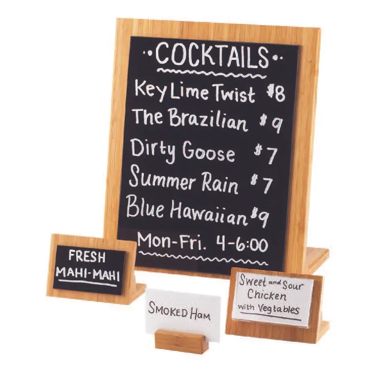 Cal-Mil 1103-23-60 Bamboo Write‑On Sign Board, 4-1/4"W x 2-1/8"D x 2-3/4"H, 3-1/4"W x 2"H, BPA‑Free