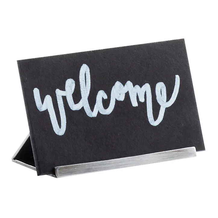 Cal-Mil 3049-32 Black Chalkboard Sign, 3" X 2" Writing Surface, Open Frame, Steel Base Wood BPA Free