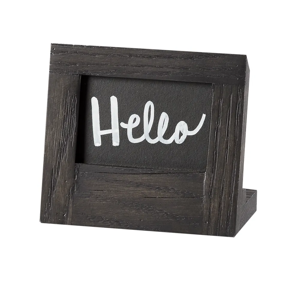 Cal-Mil 3818-23-87 Chalkboard Sign, 5"W x 2-5/8"D x 4-1/4"H, Oak Frame, Ash Gray, 2x3" Area, BPA Free
