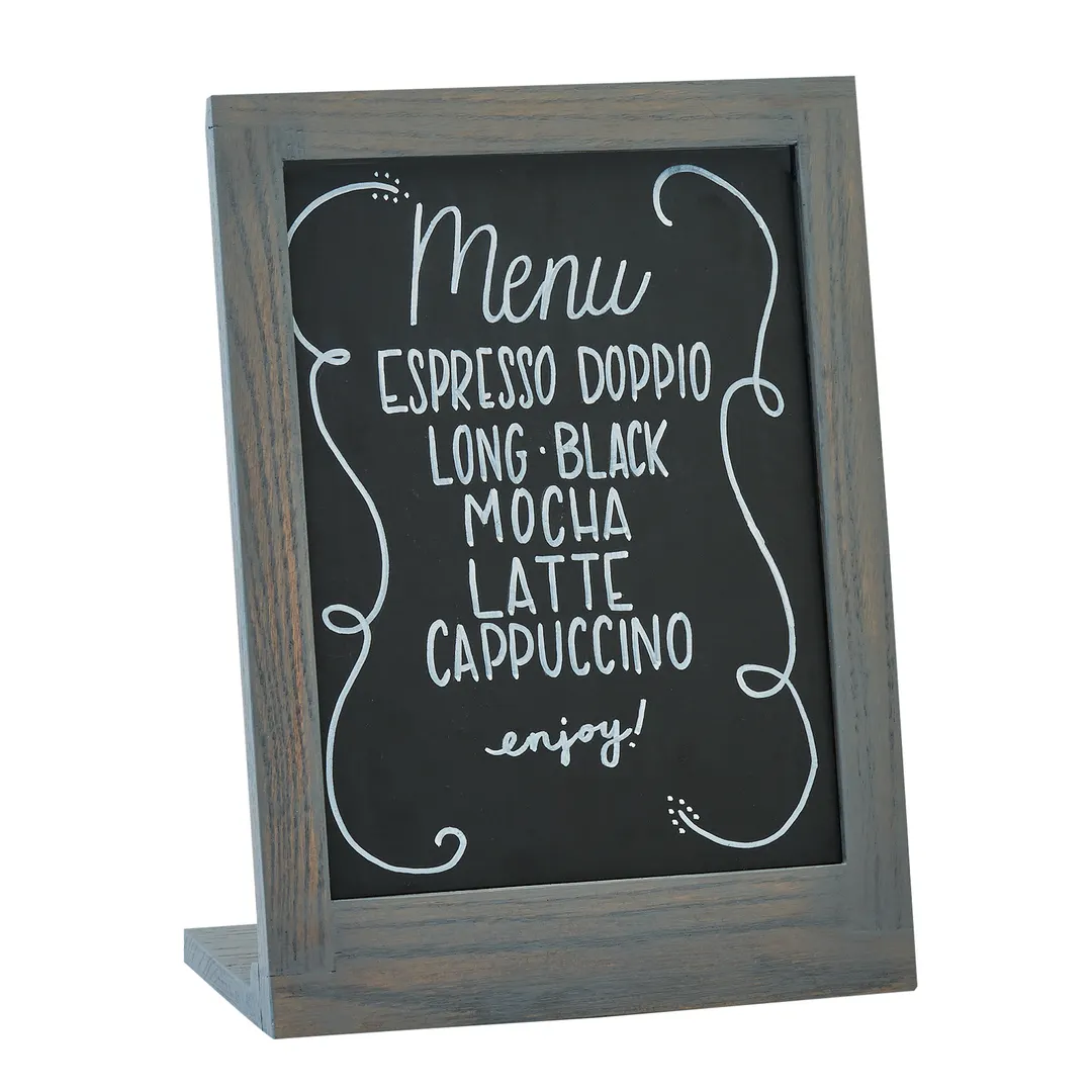 Cal-Mil 3818-811-83 Chalkboard Sign, 9"W x 4"D x 11"H OAL, 8"W x 11"H Writing Surface Oak Wood Gray
