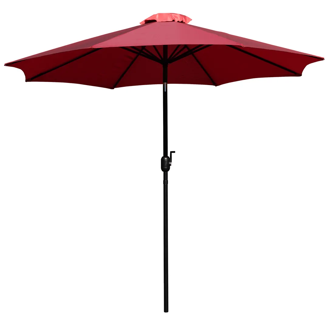 Flash Furniture GM-402003-RED-GG 9 ft Round Patio Umbrella, Red Polyester Fabric, Aluminum Pole, Crank Lift