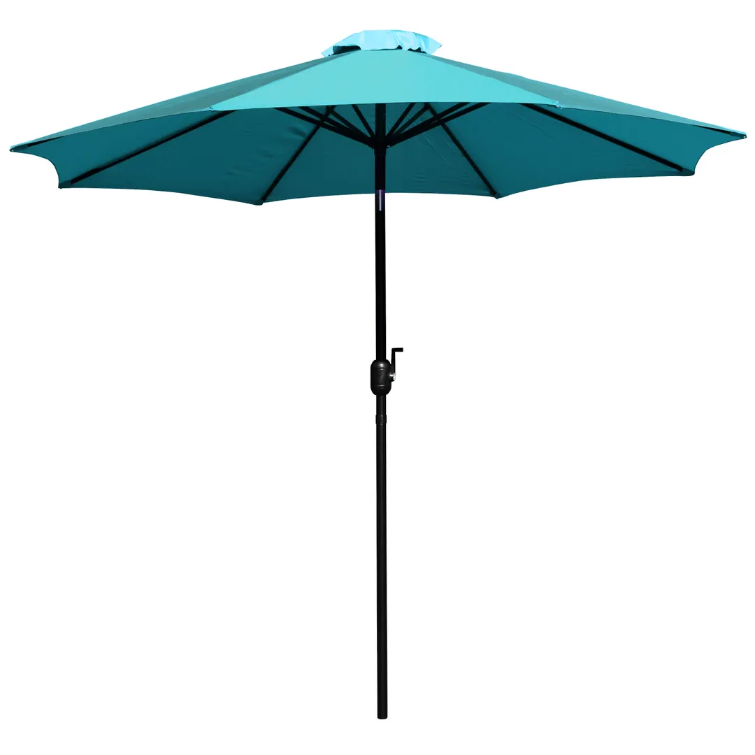 Flash Furniture GM-402003-TL-GG 9ft Round Patio Umbrella, Teal Polyester, 1.5in Aluminum Pole, Crank Lift & Tilt