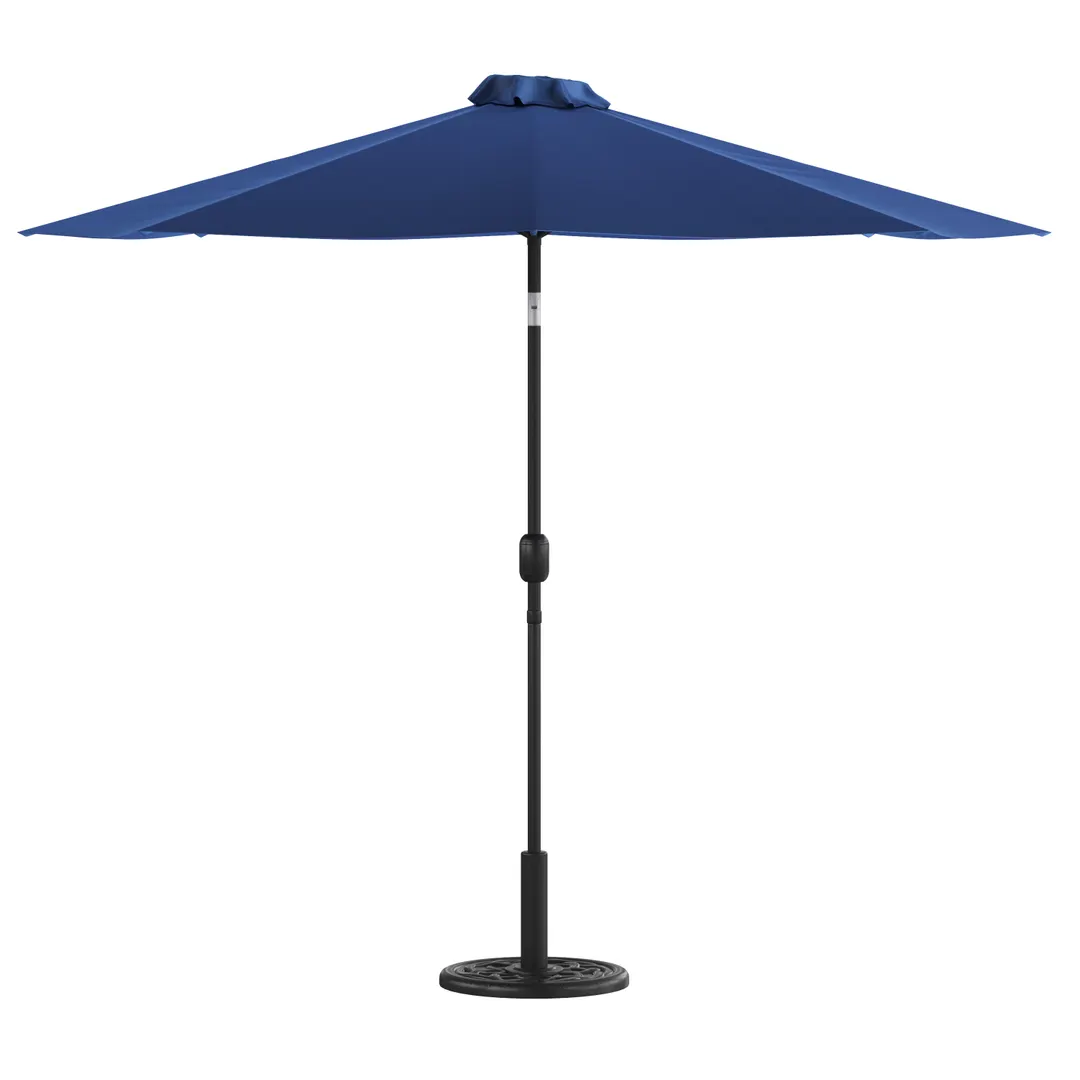 Flash Furniture GM-402003-UB19B-NVY-GG 9ft Navy Blue Patio Umbrella, Aluminum Pole, Crank Lift, Tilt, Polyester Fabric