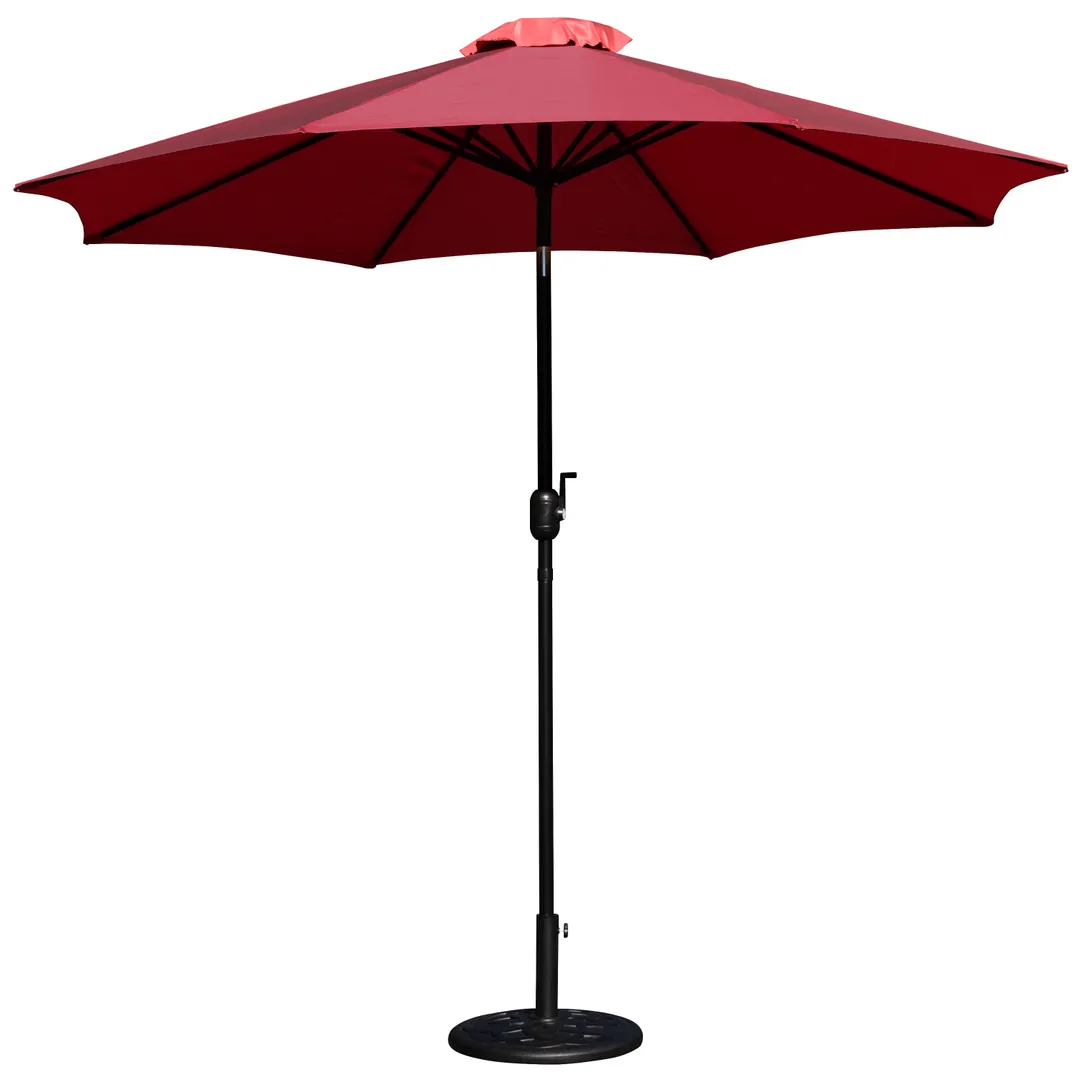 Flash Furniture GM-402003-UB19B-RED-GG 9 ft Round Patio Umbrella, Red Polyester, Aluminum Pole, Crank Lift