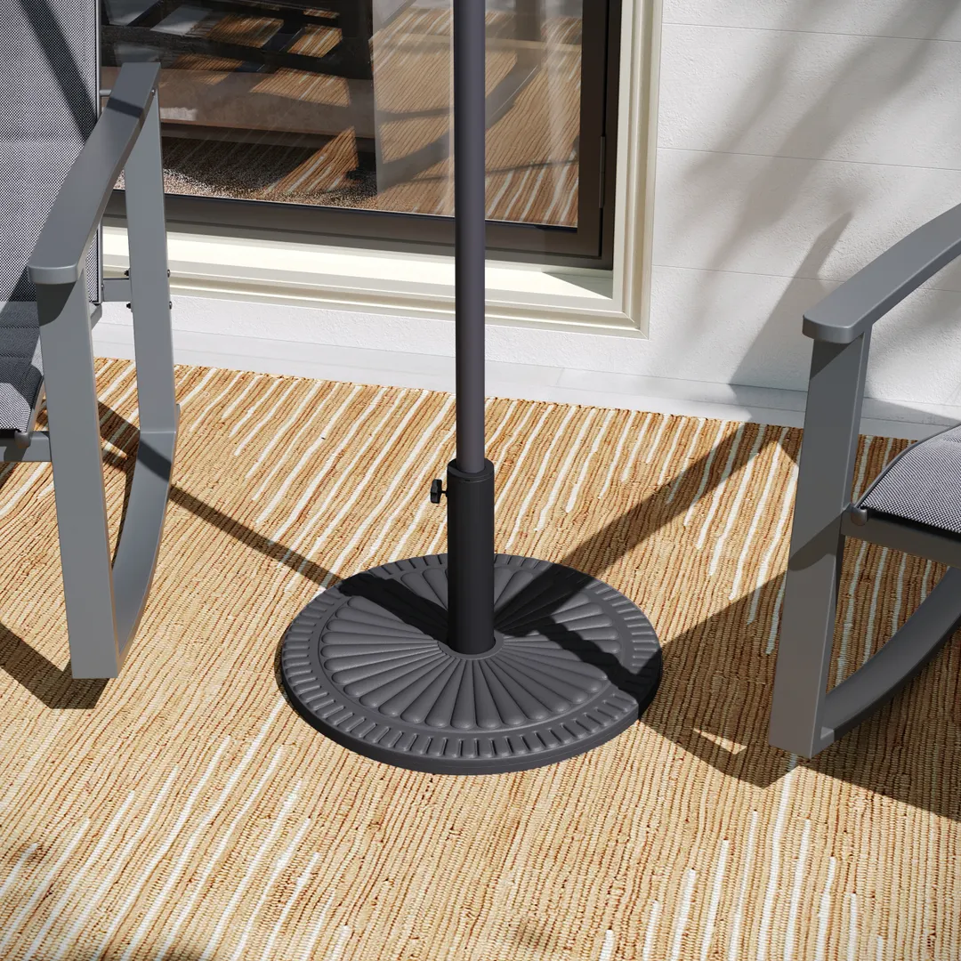 Flash Furniture GM-WL-B49014A-BK-GG Kona Patio Umbrella Base, 19.25in dia., Black, Cement Foundation, Powder Coated Steel