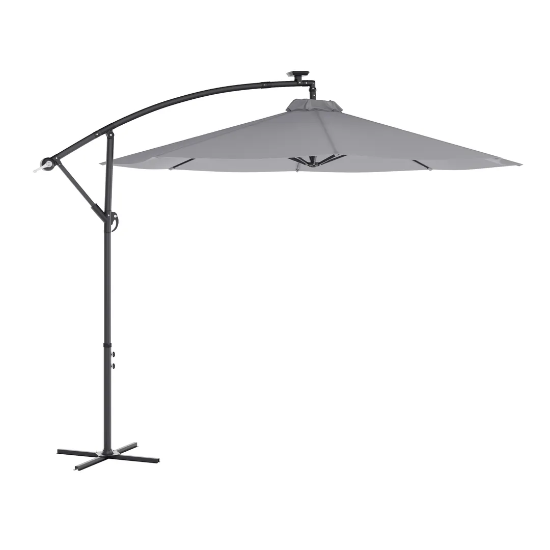 Flash Furniture GM-WL-UU012-GRY-GG Sedona 10 ft Gray Cantilever Patio Umbrella with 32 LED Lights