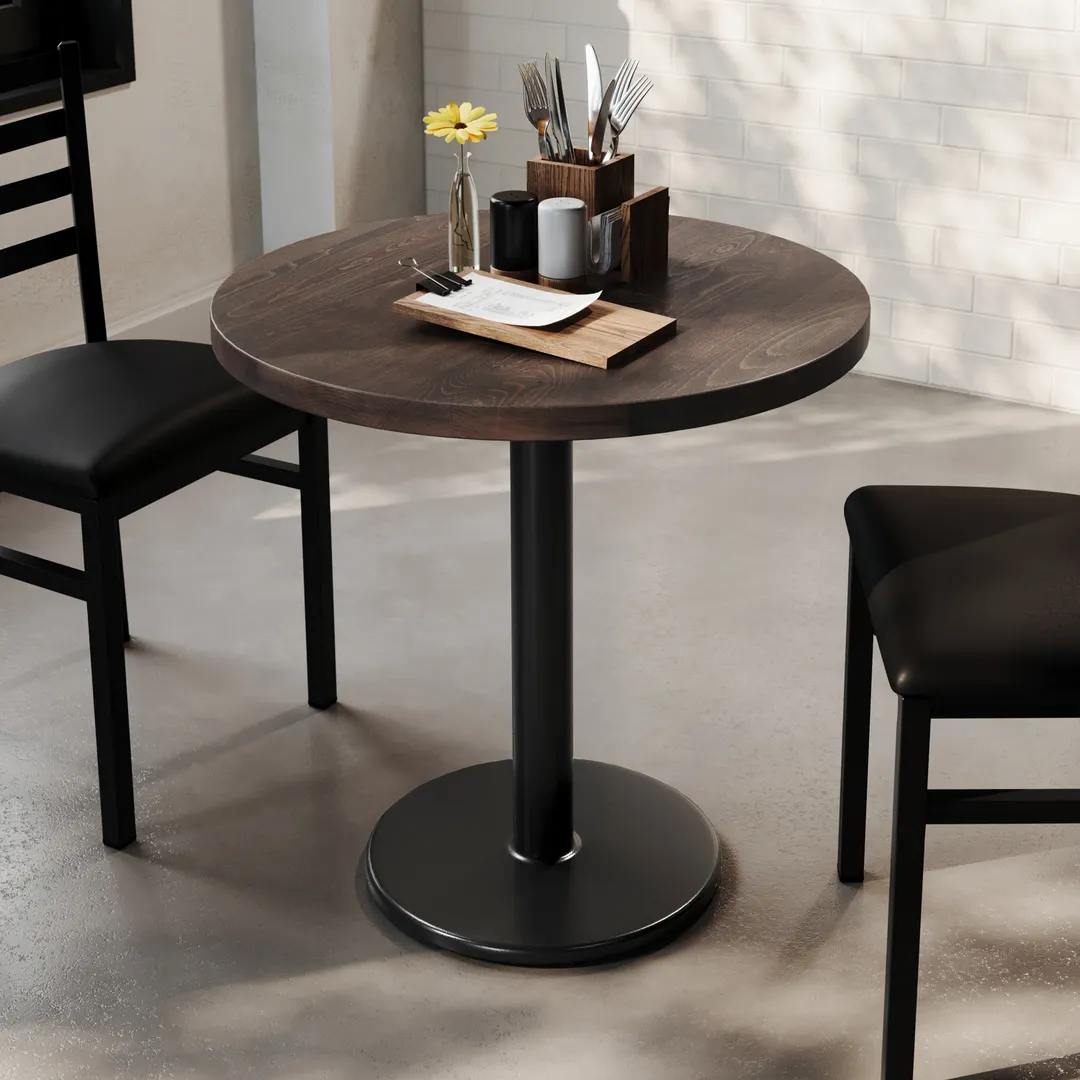 Flash Furniture GSF-RD30-DKBRN-TR18-GG 30in Round Beech Wood Butcher Block Table Top, Dark Brown, 29.5in H