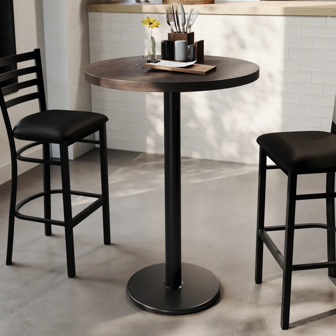 Flash Furniture GSF-RD30-DKBRN-TR18B-GG 30" Round Butcher Block Wood Table Top, Dark Brown, 18" Bar Height