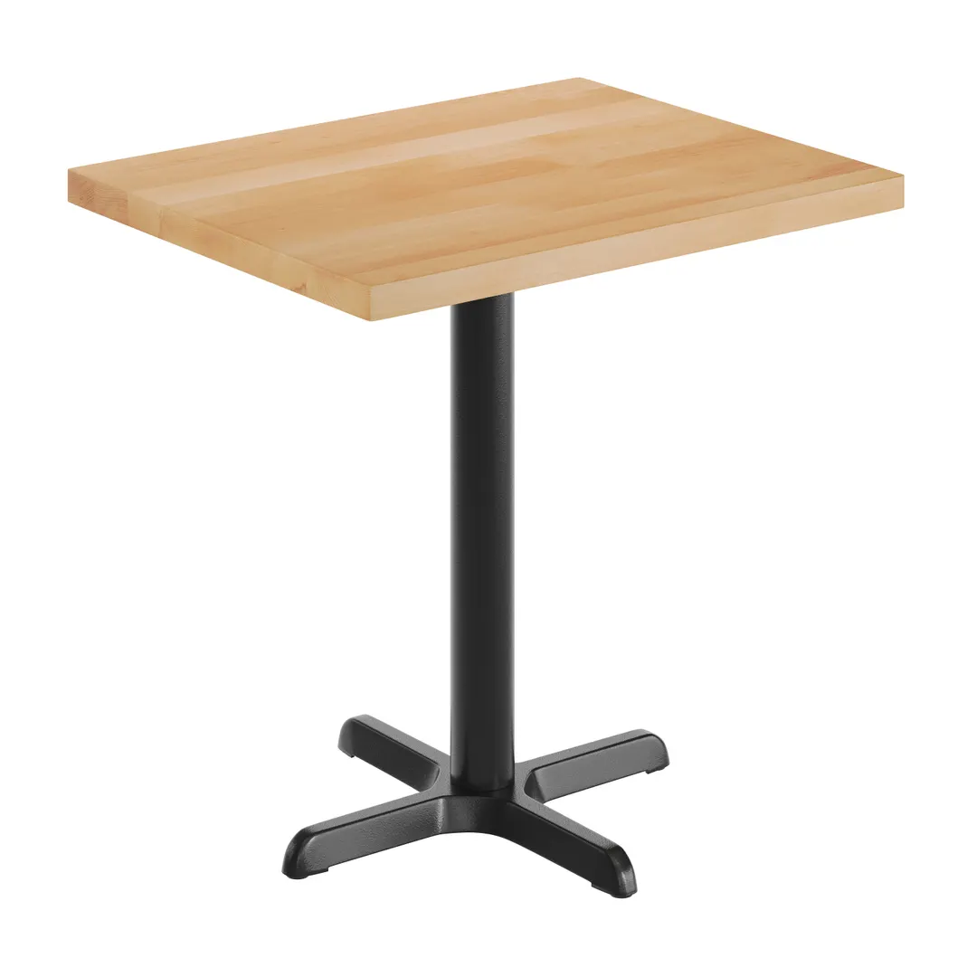Flash Furniture GSF-REC2430-NAT-T2222-GG 24x30 Rectangular Beech Wood Butcher Block Table Top, Natural Finish, X-Base, Black Cast Iron
