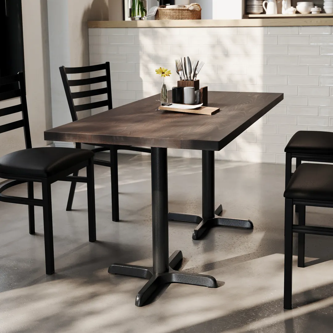 Flash Furniture GSF-REC3060-DKBRN-T2222-GG 30x60 Rectangular Beech Wood Butcher Block Table Top, Black X-Base, 29.5H