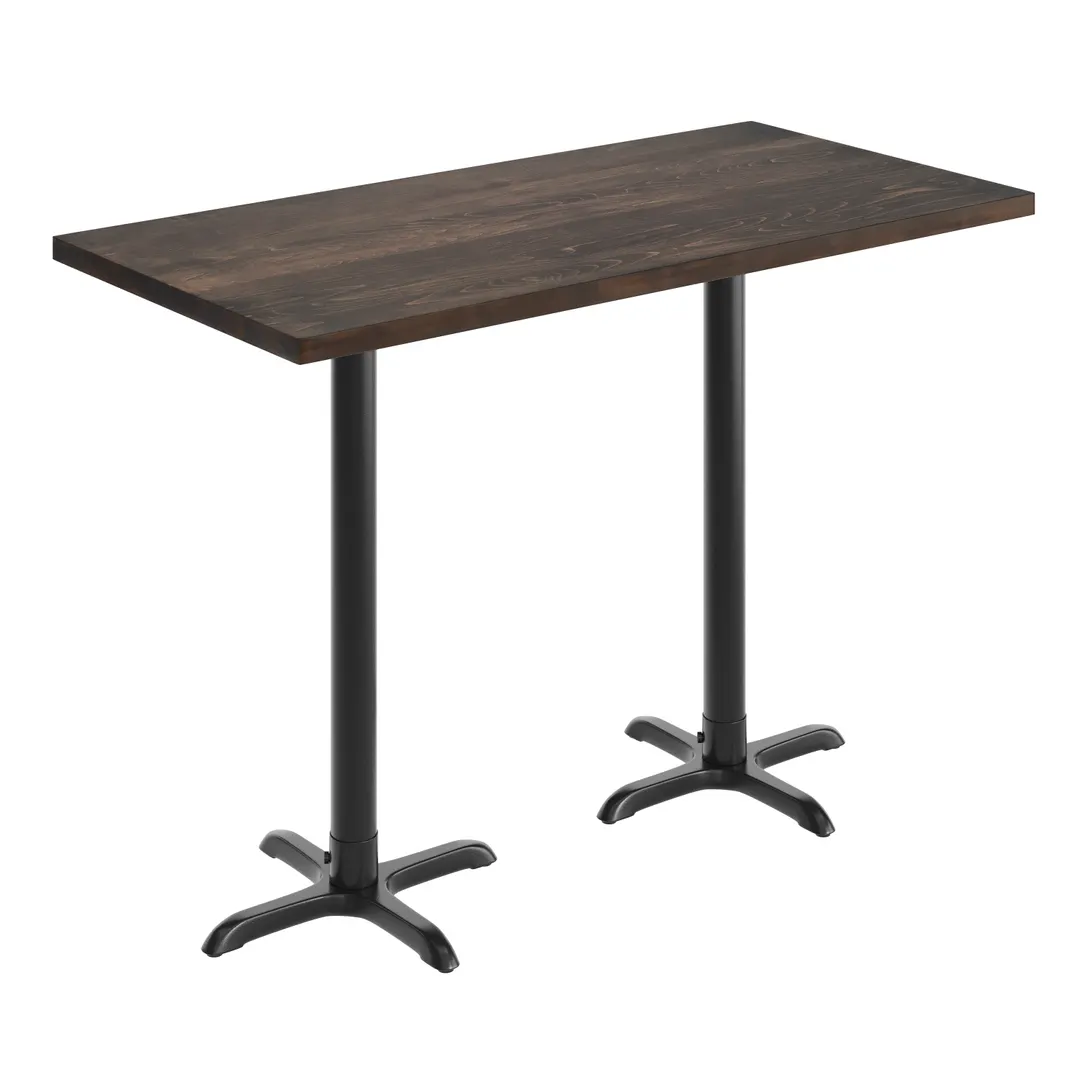 Flash Furniture GSF-REC3060-DKBRN-T2222B-GG 30x60 Rectangular Wood Table Top, Black X-Base, Beech Wood Butcher Block Style