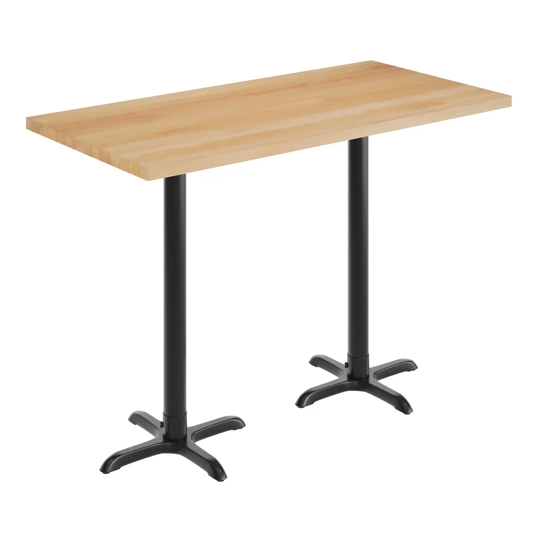 Flash Furniture GSF-REC3060-NAT-T2222B-GG 30x60 Rectangular Beech Wood Butcher Block Table Top, Natural Finish, Black Cast Iron Base