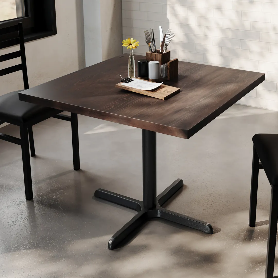 Flash Furniture GSF-SQ36-DKBRN-T3030-GG 36x36 Square Butcher Block Wood Table Top, Dark Brown, 30x30 Dining Height
