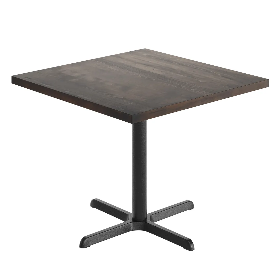 Flash Furniture GSF-SQ36-DKBRN-T3030-GG 36x36 Square Butcher Block Wood Table Top, Dark Brown, 30x30 Dining Height