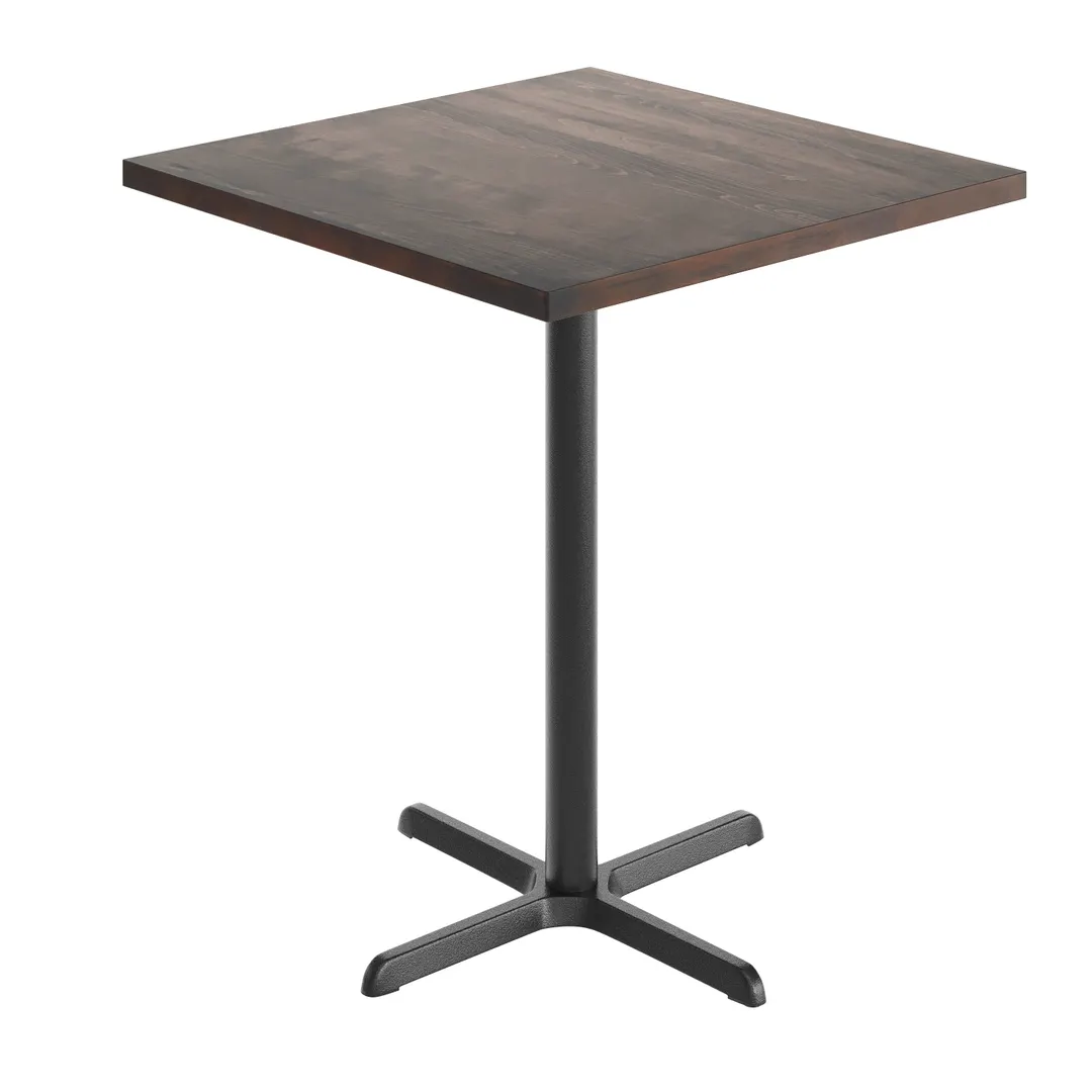 Flash Furniture GSF-SQ36-DKBRN-T3030B-GG 36x36 Square Butcher Block Wood Table Top, Dark Brown, Beech Wood, Black X-Base