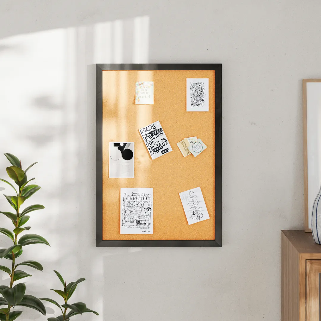 Flash Furniture HGWA-CK-20X30-BLK-GG Camden Rustic 20" x 30" Cork Board, Black, Wooden Push Pins