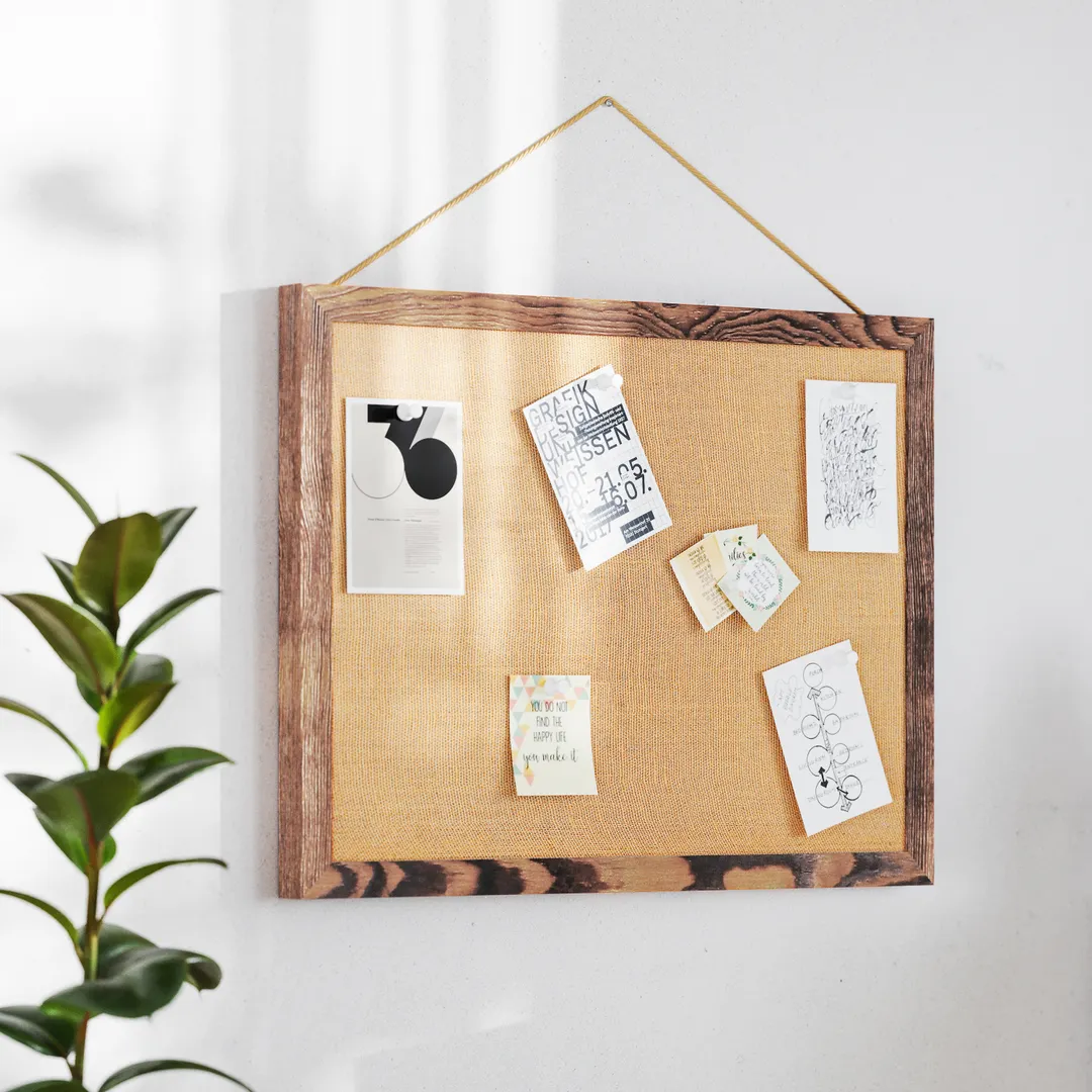 Flash Furniture HGWA-LINEN-18X24-BRN-GG Wall Mount Linen Board, 18" x 24", Wood Push Pins, Brown