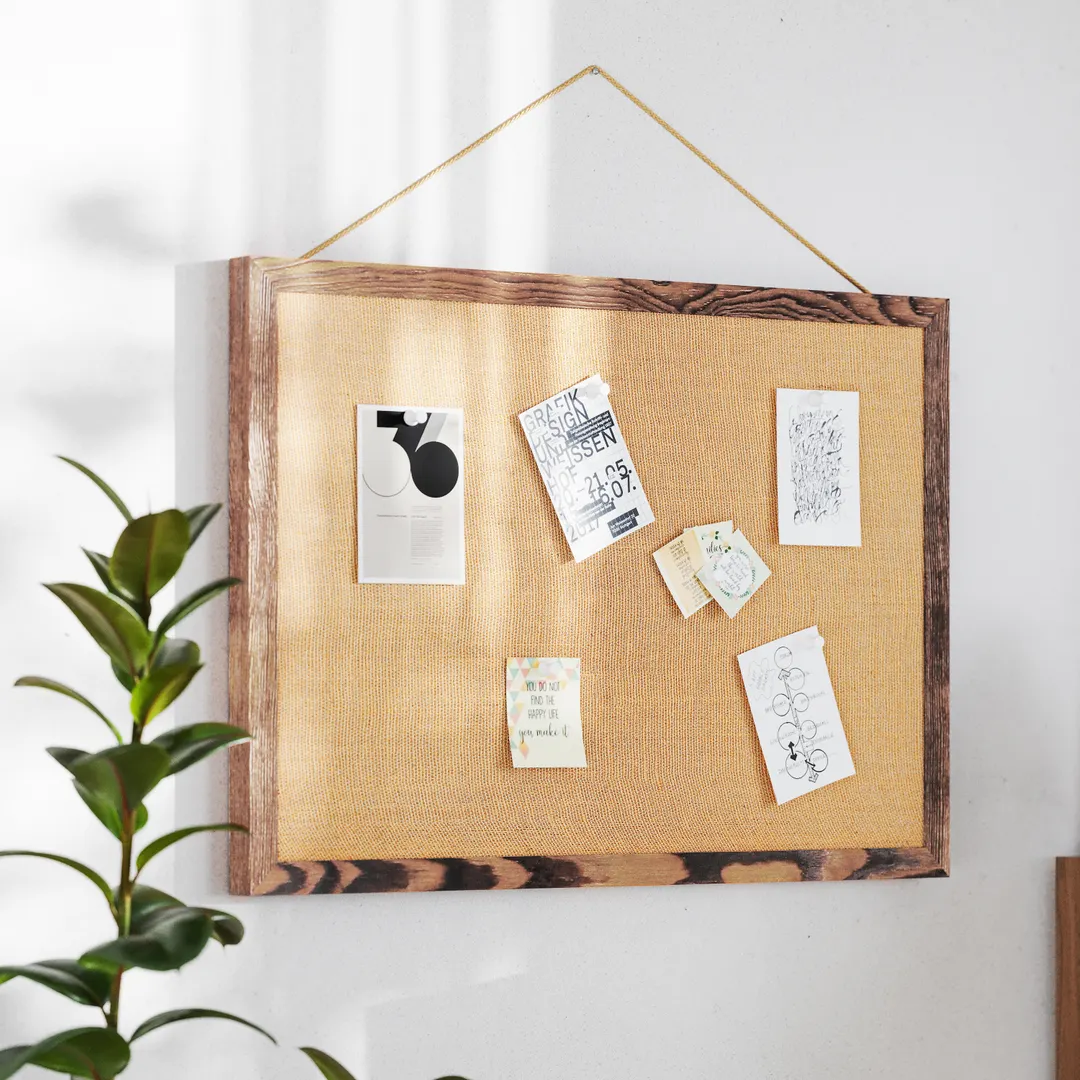 Flash Furniture HGWA-LINEN-20X30-BRN-GG Wall-Mount Linen Board, 20" x 30", Push Pins, Torched Brown