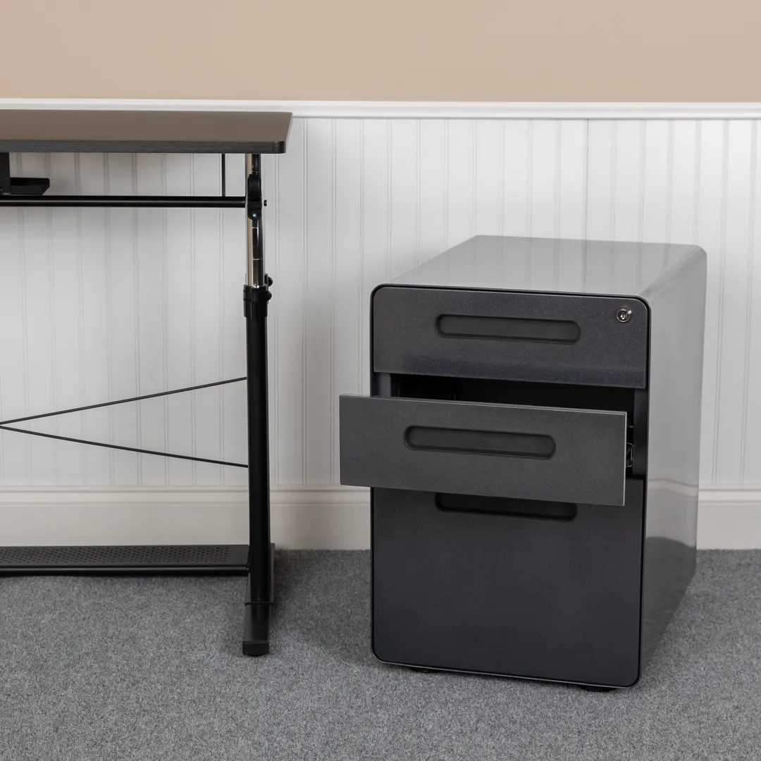 Flash Furniture HZ-AP535-01-BK-GG Mobile Drawer Cabinet