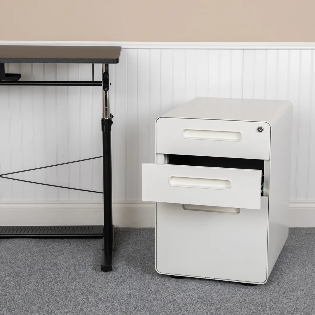 Flash Furniture HZ-AP535-01-W-GG Mobile Drawer Cabinet