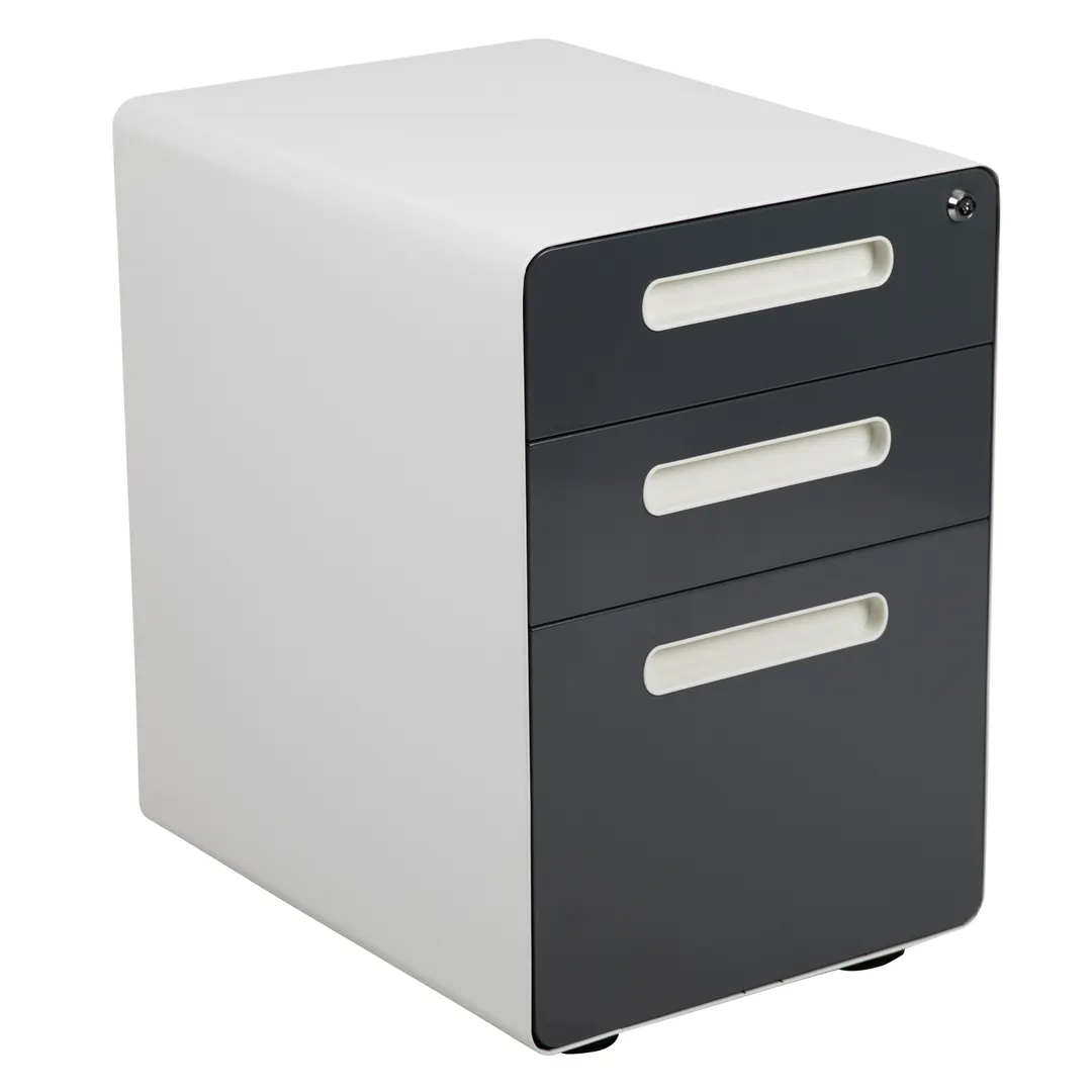 Flash Furniture HZ-AP535-02-DGY-WH-GG Mobile Drawer Cabinet