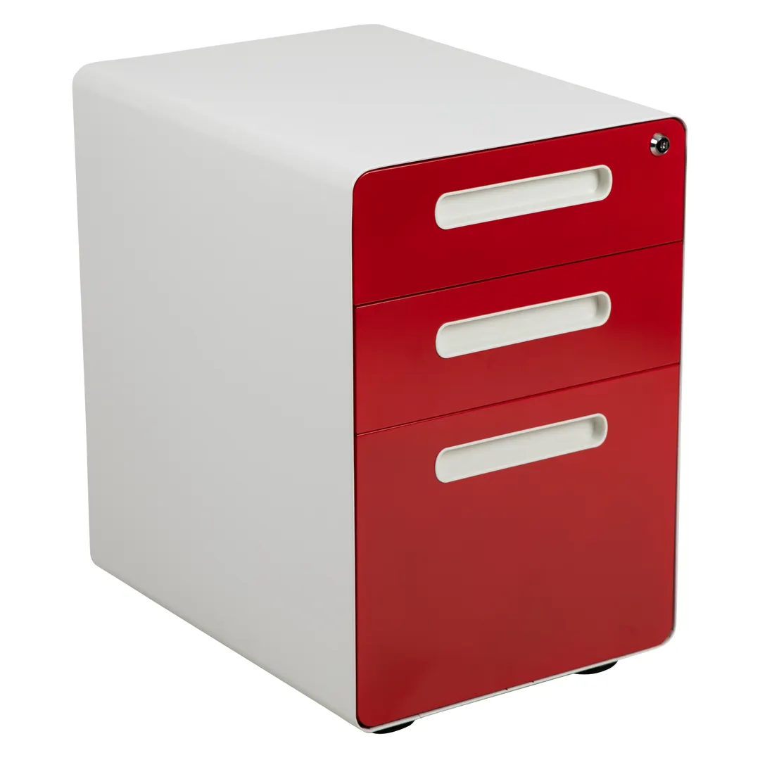 Flash Furniture HZ-AP535-02-RED-WH-GG Mobile Drawer Cabinet