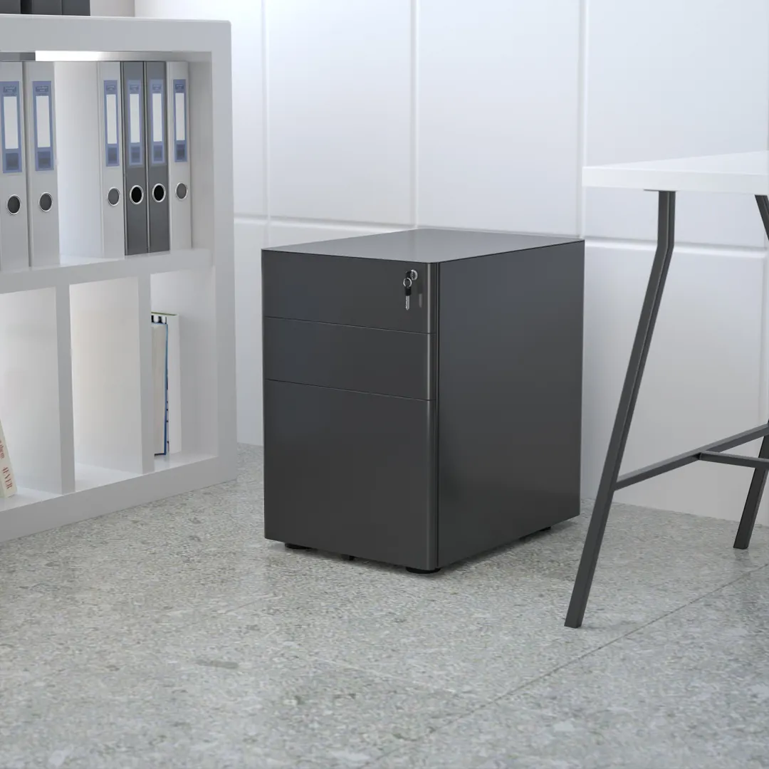 Flash Furniture HZ-CHPL-01-BK-GG Mobile Drawer Cabinet