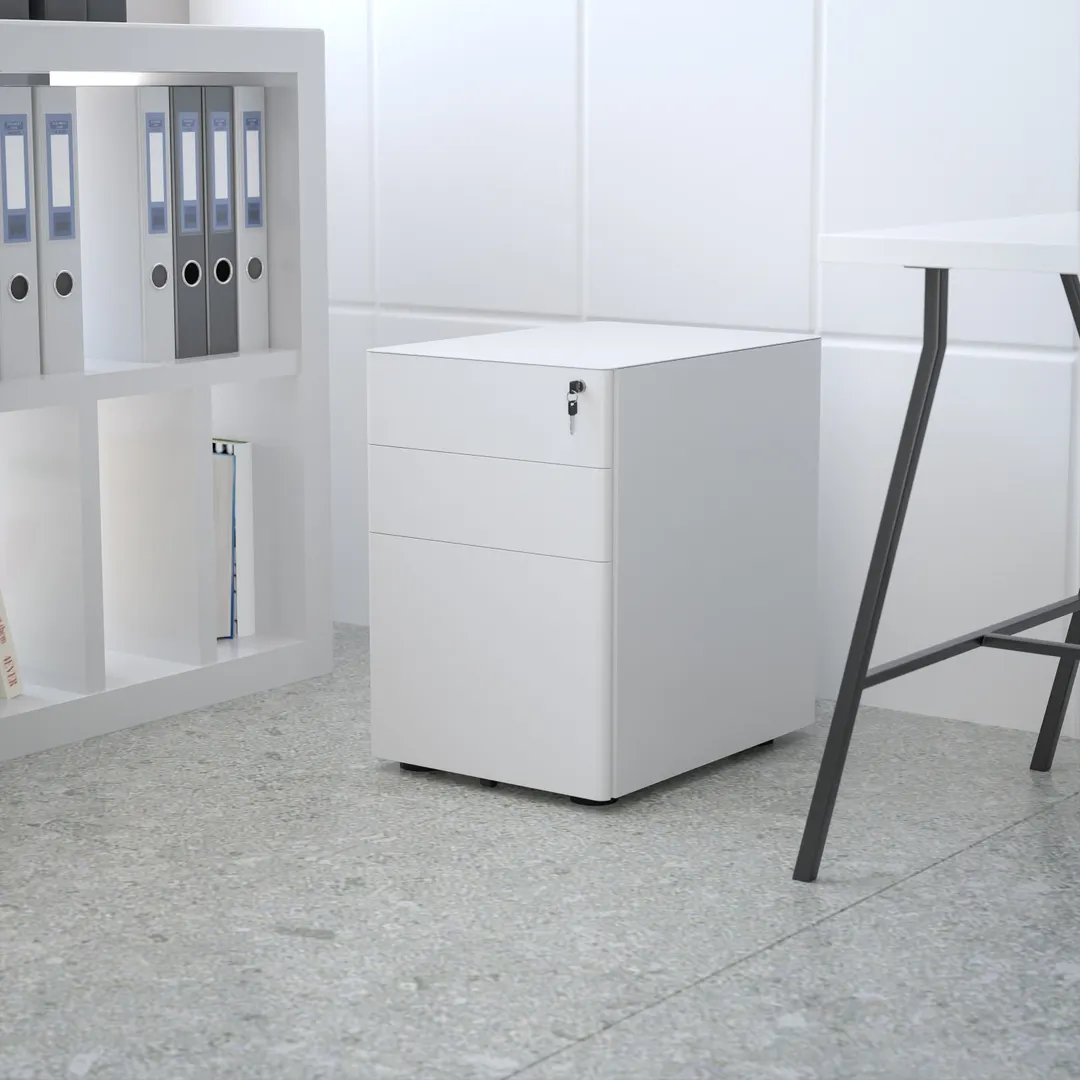 Flash Furniture HZ-CHPL-01-W-GG Mobile Drawer Cabinet