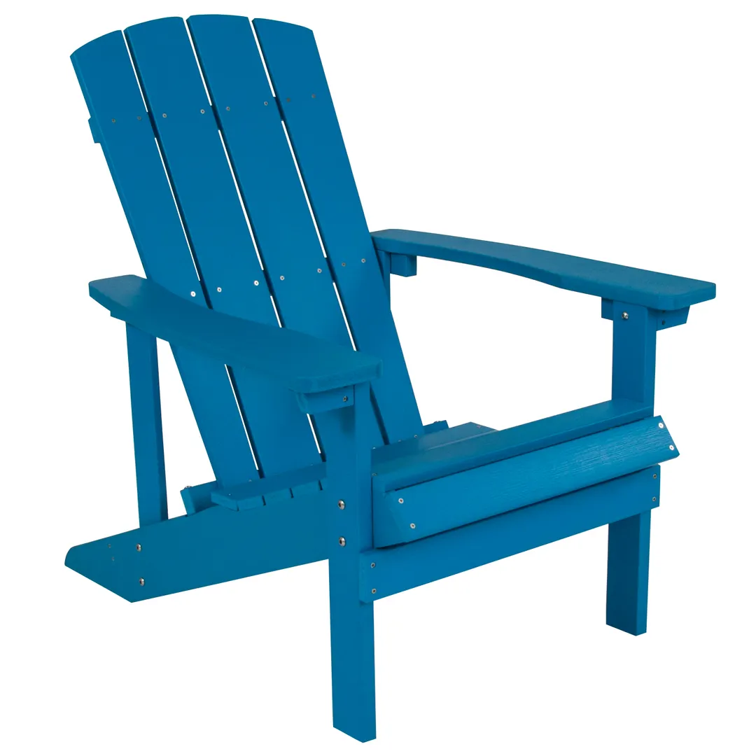 Flash Furniture JJ-C14501-BLU-GG Blue Adirondack Chair, 350 lb. Capacity, Weather-Resistant Polystyrene
