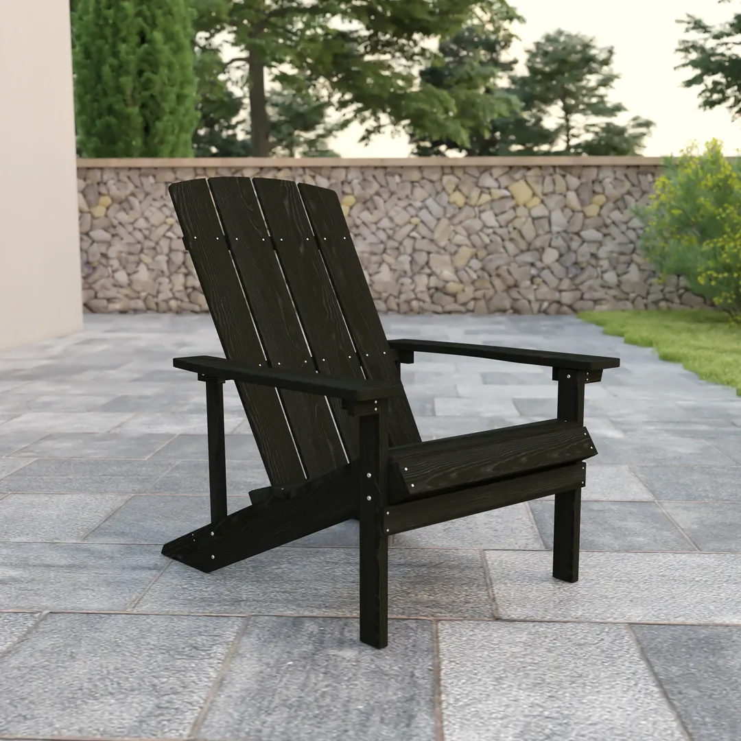 Flash Furniture JJ-C14501-SLT-GG Adirondack Chair, 350 lb. Capacity, Weather-Resistant Polystyrene, Slate Gray
